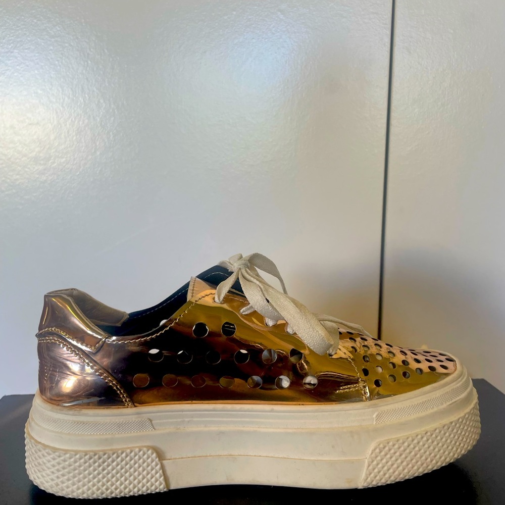 Zull platform sneakers in metallic copper color.  Comfortable. Prom. Homecoming